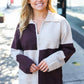 Cozy Up Brown Color Block Collared Zip Up Sweater