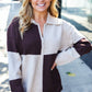 Cozy Up Brown Color Block Collared Zip Up Sweater