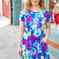 Everyday Blue & Pink Floral Ruffle Hem Dress
