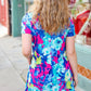 Everyday Blue & Pink Floral Ruffle Hem Dress