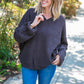 Charcoal Texture Patterned Bubble Sleeve Sweater