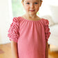 Kids Lovely Rose Ruffle Sleeve Side Slit Top