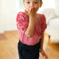 Kids Lovely Rose Ruffle Sleeve Side Slit Top