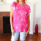 Follow Me Fuchsia Floral Ric Rac Trim Flutter Sleeve Top