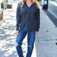 Casual Days Charcoal Henley Button Down V Neck Top