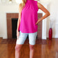 Be Your Best Fuchsia Smocked Neck Woven Sleeveless Top