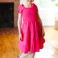 Kids Darling Pink Crepe Tiered Smocked Shoulder Tie Dress