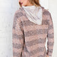 Beige Striped Animal Print Drawstring Hoodie