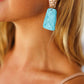 Azure & Gold Geometric Raffia Woven Earrings