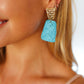 Azure & Gold Geometric Raffia Woven Earrings