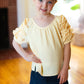 Kids Lovely Lemon Ruffle Sleeve Side Slit Top