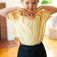 Kids Lovely Lemon Ruffle Sleeve Side Slit Top