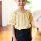 Kids Lovely Lemon Ruffle Sleeve Side Slit Top