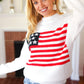 American Flag White Crochet Oversized Knit Sweater