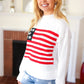 American Flag White Crochet Oversized Knit Sweater