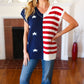 Stars & Stripes Americana V Neck Dolman Sweater Top