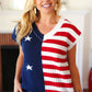 Stars & Stripes Americana V Neck Dolman Sweater Top