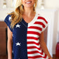 Stars & Stripes Americana V Neck Dolman Sweater Top