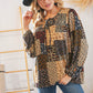 Black & Taupe Multi Leopard Patchwork Yoke Tie String Top