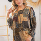 Black & Taupe Multi Leopard Patchwork Yoke Tie String Top