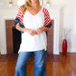 Feeling Patriotic Stars & Stripes Flutter Sleeve V Neck Top