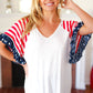 Feeling Patriotic Stars & Stripes Flutter Sleeve V Neck Top