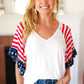 Feeling Patriotic Stars & Stripes Flutter Sleeve V Neck Top