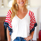 Feeling Patriotic Stars & Stripes Flutter Sleeve V Neck Top