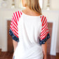 Feeling Patriotic Stars & Stripes Flutter Sleeve V Neck Top