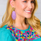 Lilac & Gold Leather Fringe Feather Earrings