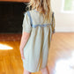 Kids Charming Blue Gingham Elastic Tie Sleeve Dress