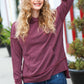 A New Day Burgundy Mineral Wash Rib Knit Hoodie