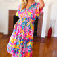 Tropical Trance Fuchsia Floral Smocked Waist Maxi Dress