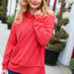 A New Day Red Mineral Wash Rib Knit Hoodie