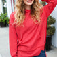 A New Day Red Mineral Wash Rib Knit Hoodie