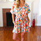 Tropical Trance Coral Tropical Floral Surplice Woven Romper