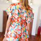 Tropical Trance Coral Tropical Floral Surplice Woven Romper