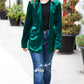 Dazzling Hunter Green Velvet Lapel Blazer