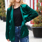 Dazzling Hunter Green Velvet Lapel Blazer