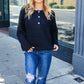 Casual Living Black Loose Knit Henley Button Sweater