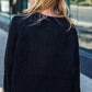 Casual Living Black Loose Knit Henley Button Sweater