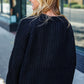 Casual Living Black Loose Knit Henley Button Sweater