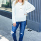 Casual Living White Loose Knit Henley Button Sweater