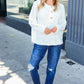 Casual Living White Loose Knit Henley Button Sweater