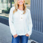 Casual Living White Loose Knit Henley Button Sweater