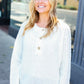 Casual Living White Loose Knit Henley Button Sweater