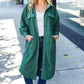 Turn Heads Forest Green Fleece Button Down Duster Jacket