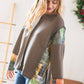 Dark Olive Corded Brushed Hacci Plaid Top