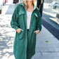 Turn Heads Forest Green Fleece Button Down Duster Jacket