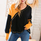 Mustard Cable Knit Outseam V Neck Thumbhole Sweater